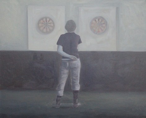 Painting of person throwing darts