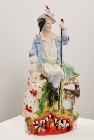 Amy Douglas painted ceramic, woman sitting