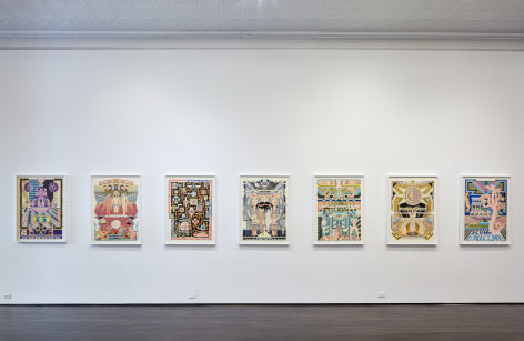 Jess Johnson installation view featuring multiple prints