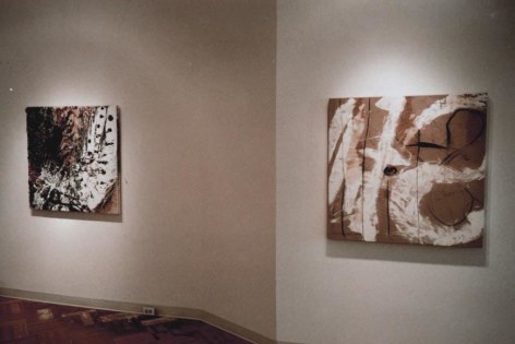 Gallery view of abstract paintings