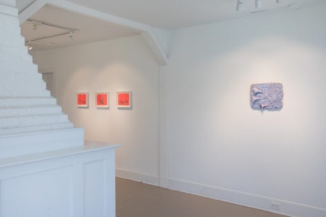 Installation of group show featuring Elizabeth Jaeger, Alicia McCarthy
