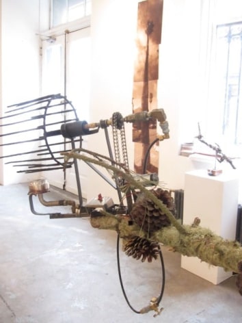 Closeup of machine/plant hybrid sculpture