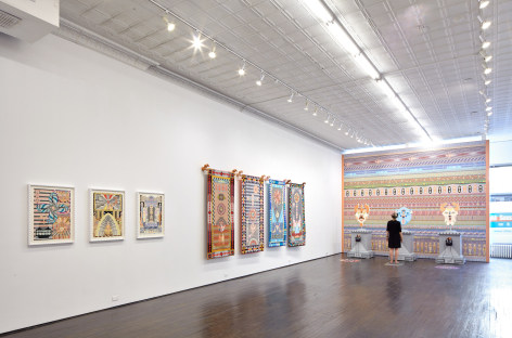 Gallery view of Virtual reality and tapestry pieces