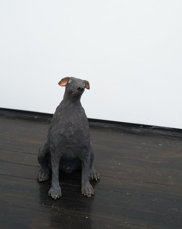 (Elizabeth Jaeger) Small ceramic sculpture of dog sitting