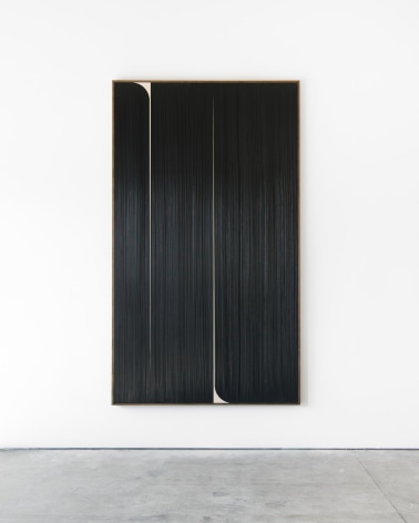Individual shot of large black abstract painting