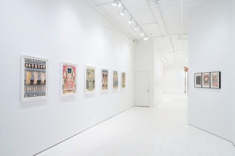 Jess Johnson, 5 framed works in a row, installation view