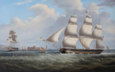 The American Ship Tiber in Two Positions off Liverpool signed and dated Walters and Son 1832