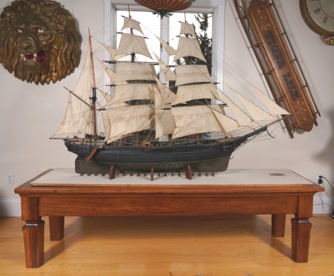 Large Boucher Full Rig Model with Sails of a Barque