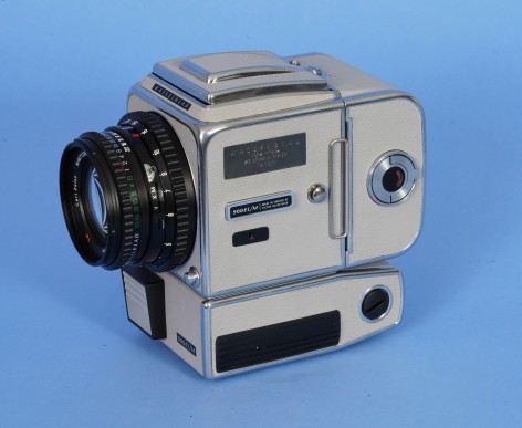 Hasseblad 500 EL/M &quot;Moon Camera&quot; with gray body with matching waist level finder and back.