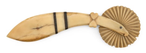 Whale ivory Pie Crimper with Eagle and harts associated to Charles Little, American circa 1860
