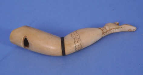 Scrimshaw Engraved Whale Ivory &quot;Naughty Lady Leg&quot; Whistle