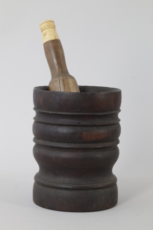 Rare Lignum Vitae Mortar and Pestle with whale ivory trim on the Pestle, American mid 19th Century, Mid 19th Century