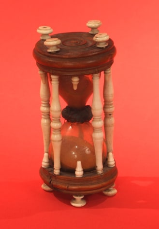 Rare Turned Whale Ivory and Hard Wood Hour Glass circa 1850