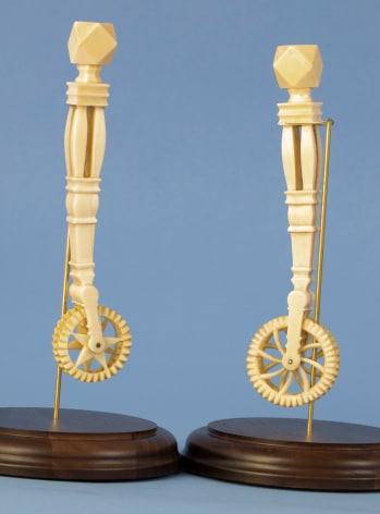 Pair of Architectural Pie Crimpers With Polyhedron Tops and Different Style Pierced Wheels