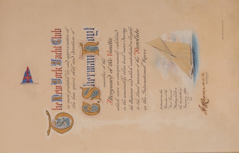Illuminated Certificate from NYYC to Sherman Hoyt as a Member of the Afterguard of &quot;Vanitie&quot;