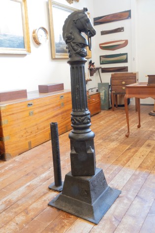 Cast Iron Hitching Post with Horse Head, American circa 1890