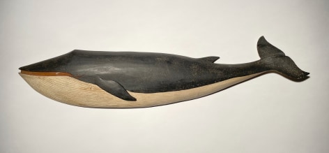 Rare Thirty-Six Inch Size Carved and Painted Finback Whale By Clark Voorhees Jr.,