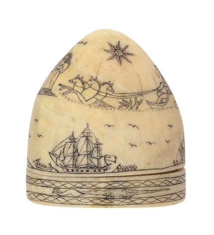 Scrimshaw Whale Ivory Box attributed to Edward or William Hill English Circa 1835