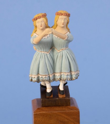 Miniature Carved and Painted Figurehead by LLoyd McCaffrey of the famous &quot;Twin Sister&quot; Figurehead from Mystic Seaport
