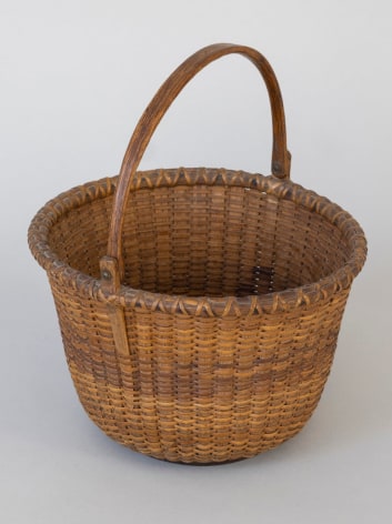 Rare Nantucket Basket with Bell Shaped Flared rim and Wood Ears, Circa 1870