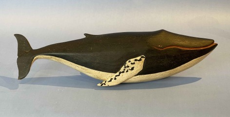 Carved and Painted Finback Whale signed &quot;Voorhees&quot; American circa 1950