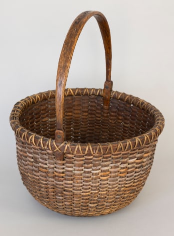 Large Wood Ear Nantucket Basket with Engraved Handle with the name of the Whaling  Captain E.M. Hinkley