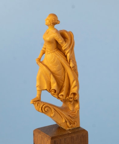 Miniature Carved Boxwood Figurehead by Lloyd McCaffrey of the original figurehead carved by Isac Fowle of Boston circa 1820 Titled &quot;Lady with a Scarf&quot; circa 1980.