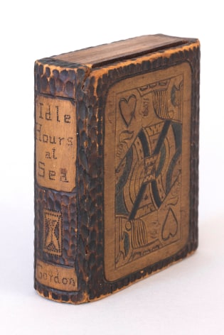 Carved Playing Card Storage Box titled &quot;Idle Hours at Sea by Gordon&quot;, Last Quarter 19th Century