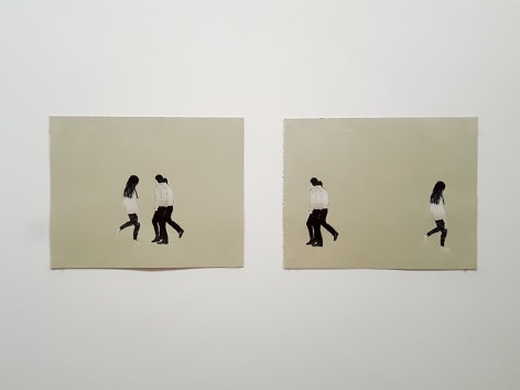 Elin R&oslash;dseth Strollers I &amp; II, 2018 Photopolymer and color woodcut in two parts 11 7/8 x 15 in. / 30 x 38 cm. each Edition of 30
