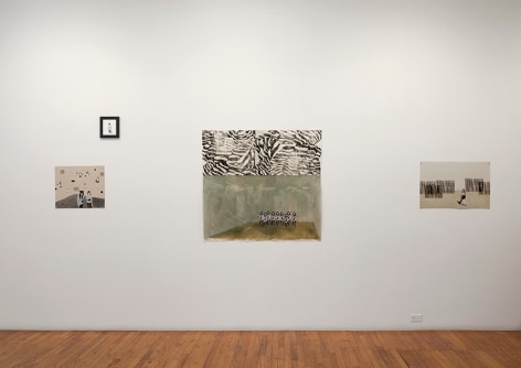 installation view of Elin R&oslash;dseth prints and print collage
