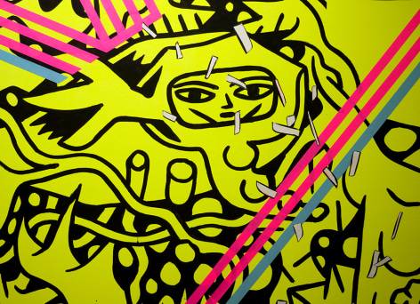 Dex Fernandez artwork on colorful mural installation