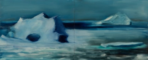 Karen Marston Panorama Study, 2017 Oil on 2 wood panels 20 x 48 inches overall