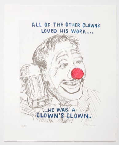 David Kramer Clown, 2019 Lithograph with hand-coloring Published by Owen James Gallery