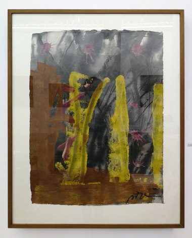 Somluk Pantiboon Untitled (Pink, Yellow, Brown), 2018 clay pigment and acrylic on mulberry paper