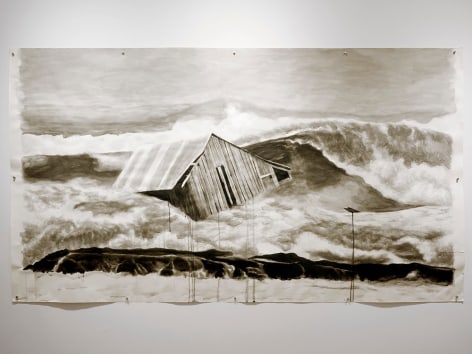 Colleen Blackard drawing of a house washed out to sea