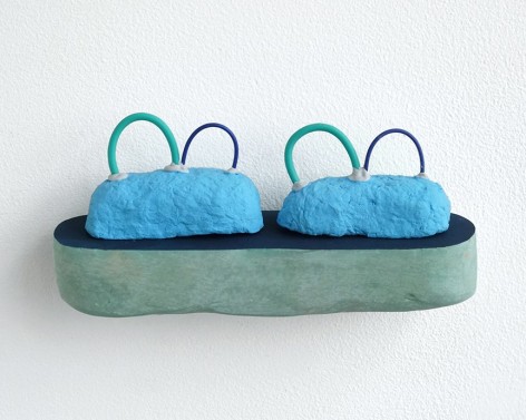 chiaozza Two Blue Lump Mounds, 2017 Acrylic and rubber on paper pulp and pigmented concrete 3 x 6 &frac12; x 2 in. / 7.6 x 16.5 x 5.1 cm.