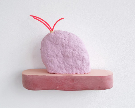 chiaozza Pink Noodle Sprout, 2017 Acrylic and rubber on paper pulp and pigmented concrete 6 x 6 &frac12; x 2 in. / 15.2 x 16.5 x 5.1 cm.