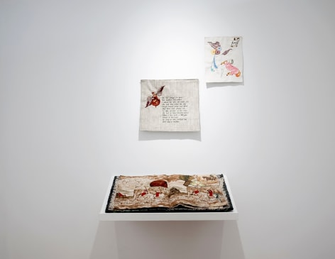 China Marks fabric and embroider collage artwork installation view