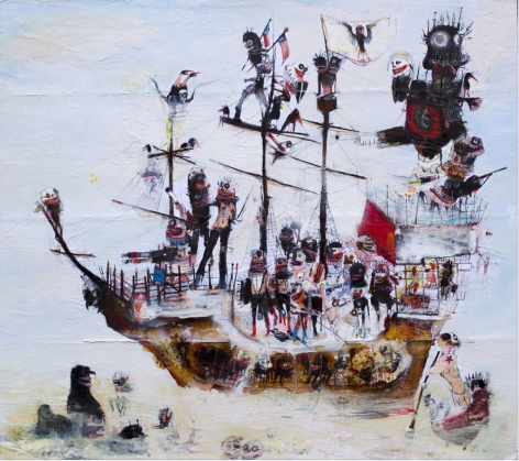 A Badly Crewed Ship painting by Kinki Texas at Hg Contemporary, founded by Philippe Hoerle-Guggenheim