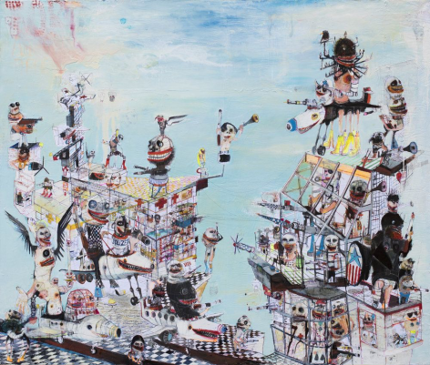 Fort Apocalypso painting by Kinki Texas at Hg Contemporary, founded by Philippe Hoerle-Guggenheim