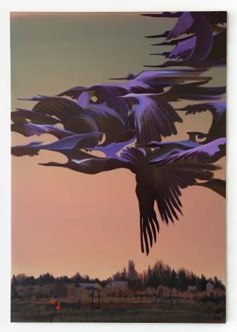 Yifan Jiang Flock - group of purple birds mid flight