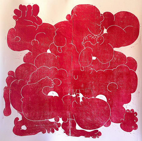BARBARA KUEBEL, Touching two places/ colour magenta red, 2021