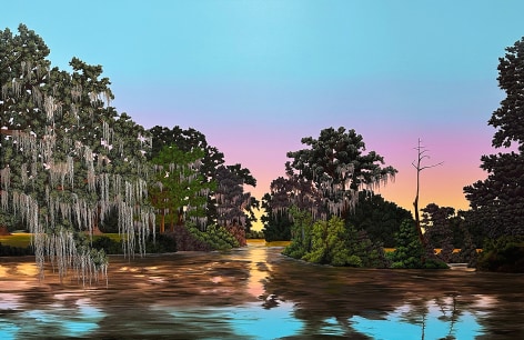 Painting of a sunset over the bayou in Louisiana