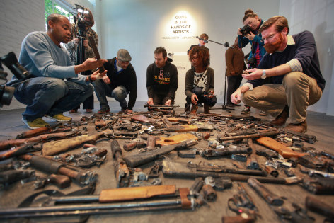 6 April&nbsp;2014 ||| Press Conference ||| artists selecting their guns for &#039;Guns in the Hands of Artists&#039;