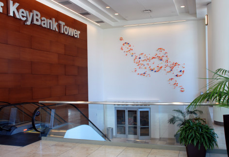 Paul Villinski is most regarded for his bespoke, site-specific installations that appear in numerous museum, corporate, and private collections worldwide. The artist develops unique installations created specifically to complement the particular wall or architectural space. Working closely with the artist and gallery, the client collaborates in the creation of this work as they, themselves, determine the color/finish, pattern/composition, and overall aesthetic.,  