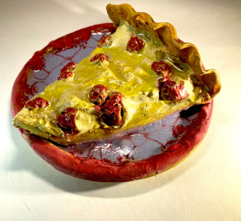 JENNY DAY, Raspberry Custard Pie Plate, 2025