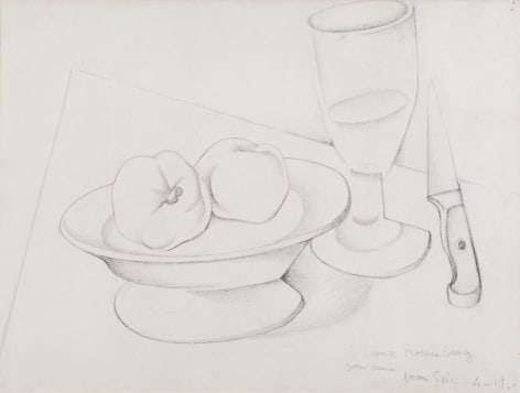 Juan Gris, Nature morte au couteau, verre et fruit, 1919