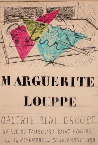 Marguerite Louppe &Eacute;tude pour une affiche d&#039;exposition pour la Galerie Ren&eacute; Drouet, 1958