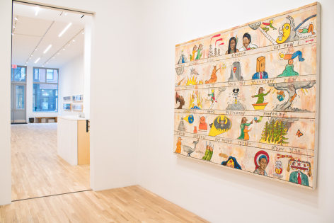 Installation view, Enrique Chagoya, 'Borderless,' George Adams Gallery, New York, 2023.