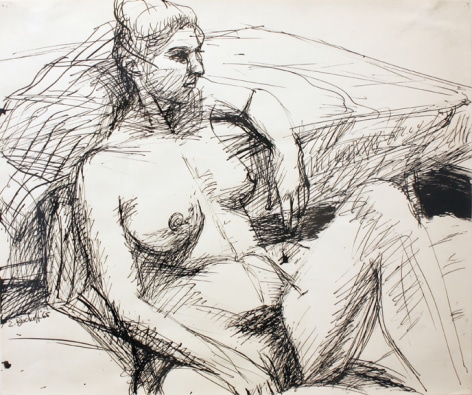 Seated Nude Lying Against Bed 1965